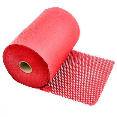 Крафт бумага сотовая 30 см х 50 м Honeycomb, красная в рулоне